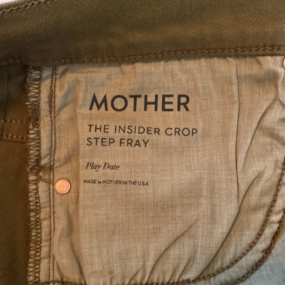 Mother Denim The Insider Crop Step Fray Olive/Fir Green Jeans size 32 NWT - Picture 5 of 17